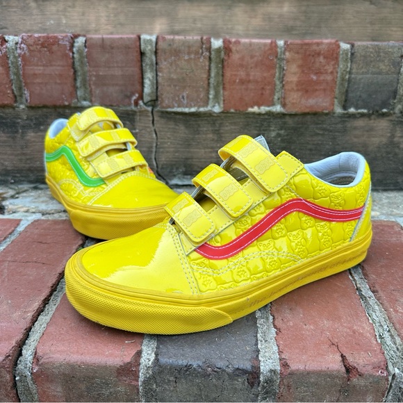 Vans x Haribo Gummy Bear Yellow Patent Old Skool Velcro Strap Sneakers Size 7.5 - Picture 1 of 14